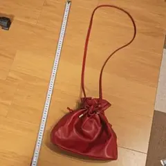 grove 新品 ワインレッド レザー巾着型ショルダーバッグ 送料込み価格