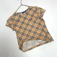 【美品】バーバリーブルーレーベル Tシャツ ノバチェック ロゴ刺繍 y2k