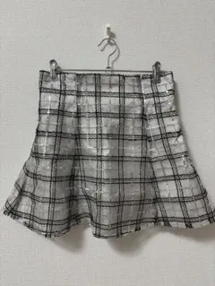 チェック柄 フレアスカート ホワイト ブラック