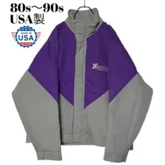80s〜90sヴィンテージUSA製レーシングジャケット グレー×紫 L ブルゾン