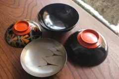 時代逸品！上質朱柿合わせに極上鳳凰蒔絵の映えるお椀2点（検輪島塗懐石椀蒔絵椀 時代逸品！上質朱柿合わせに極上鳳凰蒔絵の映えるお椀2点（検輪島塗