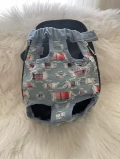 ⭐︎未使用⭐︎スリング　抱っこバック　デニム　チェック　小型犬　S