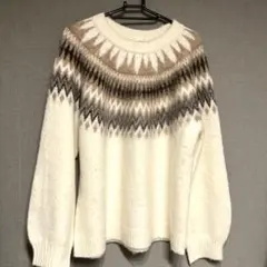 【新品未使用】ノルディック柄 セーター アイボリー Ｌサイズ