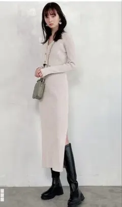 タグ付き未使用品☆ カーディガンXキャミワンピースラメニットセットアップ