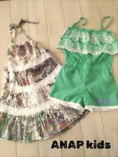 ANAP kids＊エスニック柄ワンピ＆刺繍サロペットパンツ＊100/110