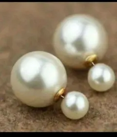 大きいパールピアス バックキャッチピアス ダブルパールピアス 結婚式