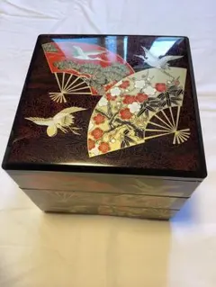 蔵出し !!【 金彩 五段 重箱 】弁当箱 段重 木製 木箱 家紋 漆器 蓋 蔵出し !!【 金彩 五段 重箱 】弁当箱 段重 木製 木箱 家紋 漆器 蓋