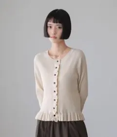 LOWRYS FARM フリルカーディガンLS アイボリー