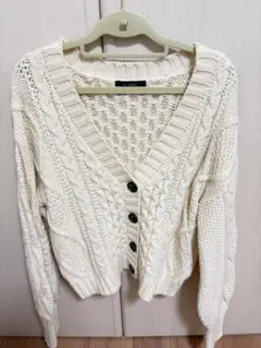 w closet ケーブル編み ニットカーディガン