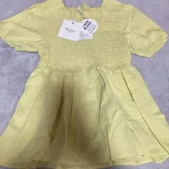 新品タグ付き　イエロー リネンブレンド 半袖ブラウス 150