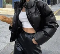 SHEIN レザー ダウンジャケット