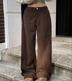 コーデュロイワイドパンツ ブラウン