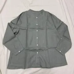 fall-in＆co ハンドメイド リネン100% 長袖ブラウス グレーグリーンのサムネイル
