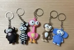 動物キャラクターキーホルダー5個セット