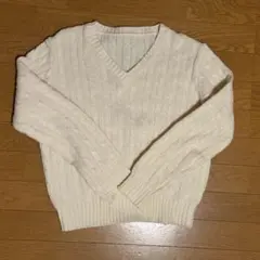 ケーブルニットカーディガン　ホワイト　韓国