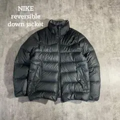古着NIKEナイキダウンジャケット軽量リバーシブルタイプ黒/グレーMサイズ