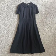 【TOCCA】ネイビー 襟付き ひざ丈ワンピース 半袖