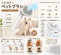 ミスト付き ペットブラシ USB充電式 抜け毛対策 猫犬兼用 新品 外箱無し