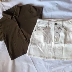 ユニクロ　ミニポロシャツ＆グレイルデニムスカート　セットで