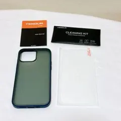 ★ iPhone 14 Pro Max 用ケース ブルー ガラスフィルム付き