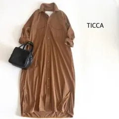 ティッカ【極美品】フレンチスリーブリネンシャツワンピース ロング