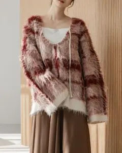 mideal check shaggy knit pulloverのサムネイル
