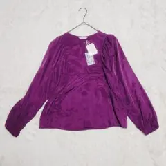 stola. ストラ ドルマンスリーブ ブラウス ノーカラー とろみ感 パープル