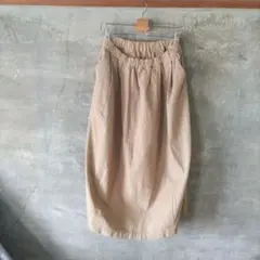 ベージュ ロングスカート ウエストゴム