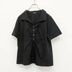 ▼23区 Vingt-trois▼襟付フロントギャザカットソー黒ゆったり46のサムネイル