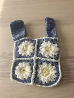 かぎ針編み お花モチーフ ブルー グラニースクエア 値下げ中！