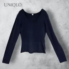 【UNIQLO ユニクロ】　3Dハイツイストコットンクルーネックセーター　黒