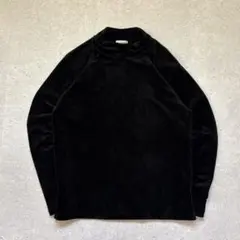 vintage ベロア モックネック プルオーバー トップス シンプル 黒 M