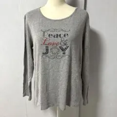 カレンスコット カットソー 長袖 プリント ビジュー 【XL】 グレー