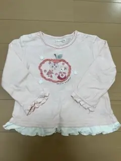 クーラクール 長袖Tシャツ うさぎ りんご ピンク 95