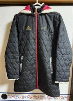 adidas adigirl 150cmベンチコートキルティング中綿ハート柄