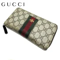 【中古品】GUCCI グッチ 長財布 ビー シェリーライン ベージュ 蜂 ハチ