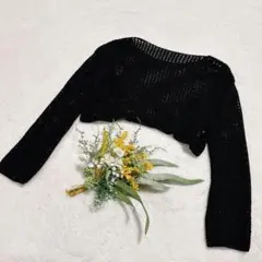 【ジーユー】GU メッシュセーター 長袖 透け感 ブラック S ●