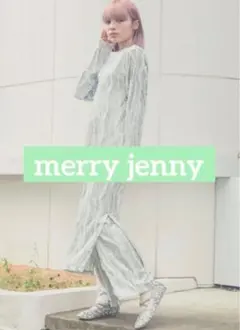 merry jenny レースフリルベロアワンピース　ミントグリーン