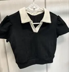 Dazy ショート丈ポロTシャツ S 黒・白