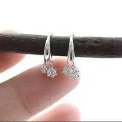 高品質✨ピアス ダイヤ ミニフープピアス CZダイヤ プラチナコート 人気