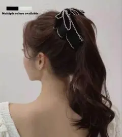 サテンリボン ヘアクリップ