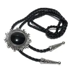 bol-0048-3　ボロタイ　ループタイ　ブラックストーン　フレア　コンチョ