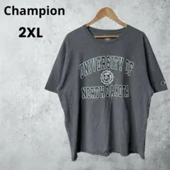 雰囲気◎Champion カレッジロゴ Tシャツ 半袖 XXL グレー系 古着