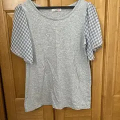 poudoudou プードゥドゥ　Tシャツ　グレー×チェックのサムネイル