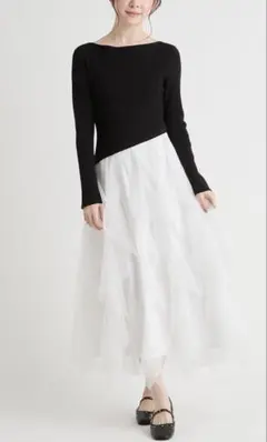 セルフォード ラッフルスカートドッキングニットワンピ 36