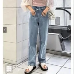 GRL✨️グレイル アシンメトリーデニムパンツ Lサイズ ジーパン デニム