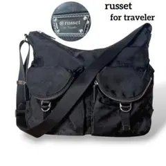 美品 russet トラベラー ナイロン ショルダーバッグ ブラックモノグラムのサムネイル