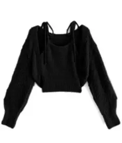 GRLボレロXリボンキャミソールフェザーニットアンサンブル