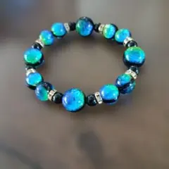 青と緑のオパール風ブレスレット