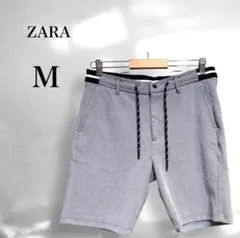 ザラ ホワイトネイビー ハーフパンツ M ウエストゴム カジュアル リゾート